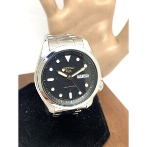 Seiko 5 Sports Men's Watch SRPE57 Automatic Black Dial Day Date Steel 40mm